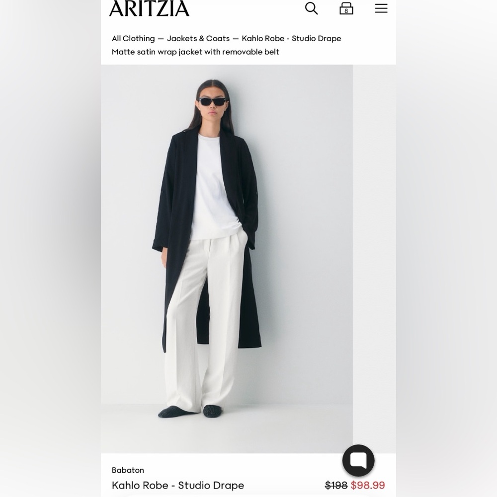 (ARITZIA) Babaton Kahlo Robe - Studio Drape sz S